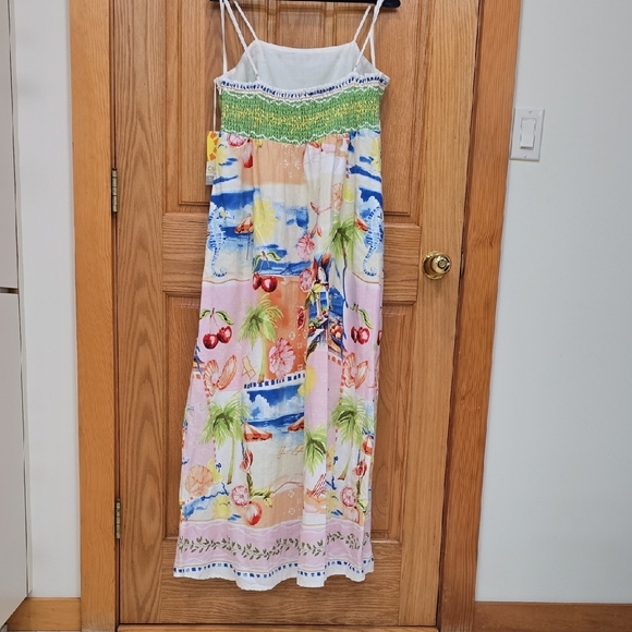 C&C California White Dress with Blue and Green Beach Patterns, XL, NWT - Picture 6 of 16